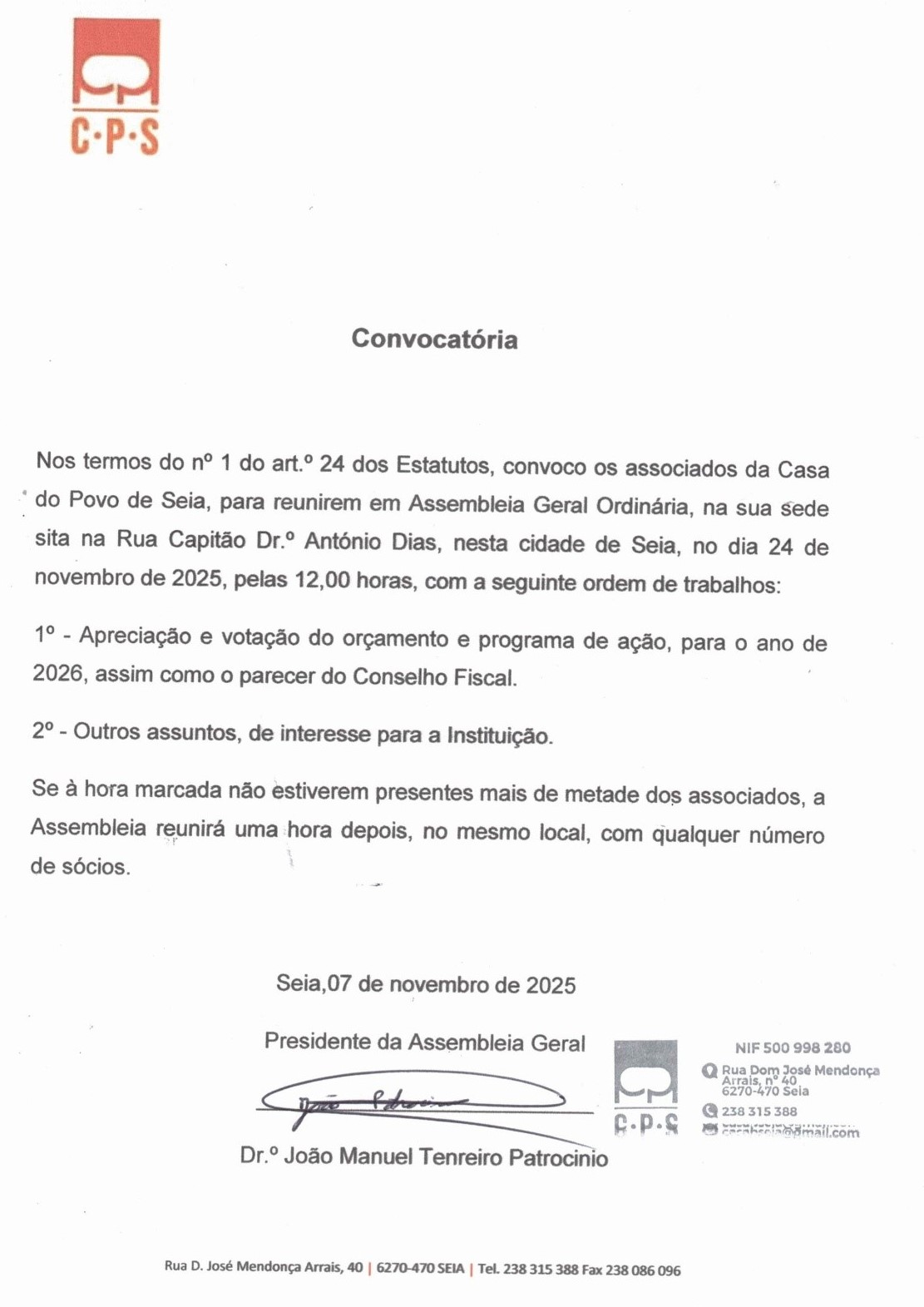 Convocatória - Novembro 2025